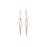 Aretes triangulares altos en Oro de 14K, Oro Rosa, baño de dos tonos