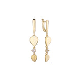 Aretes solitarios colgantes de corazón en Oro de 14K, baño de Oro Rosa en colores