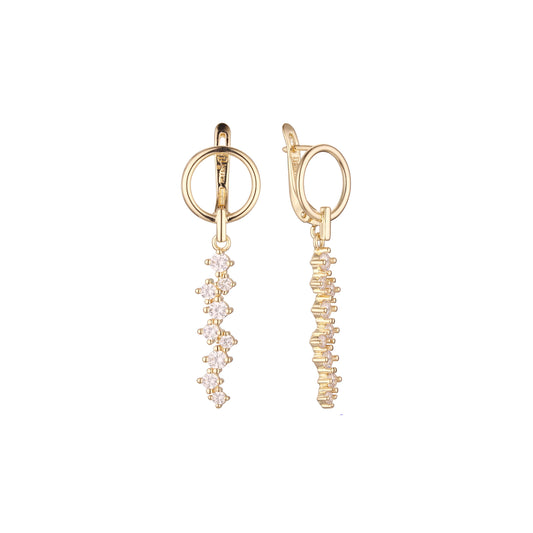 Cluster drop earrings in 14K Gold, Rose Gold plating colors