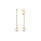 Aretes colgantes de perla alta en Oro 14K, oro rosa, baño de dos tonos