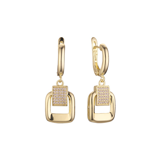 Aretes en Oro 14K, Oro Rosa, baño en dos tonos