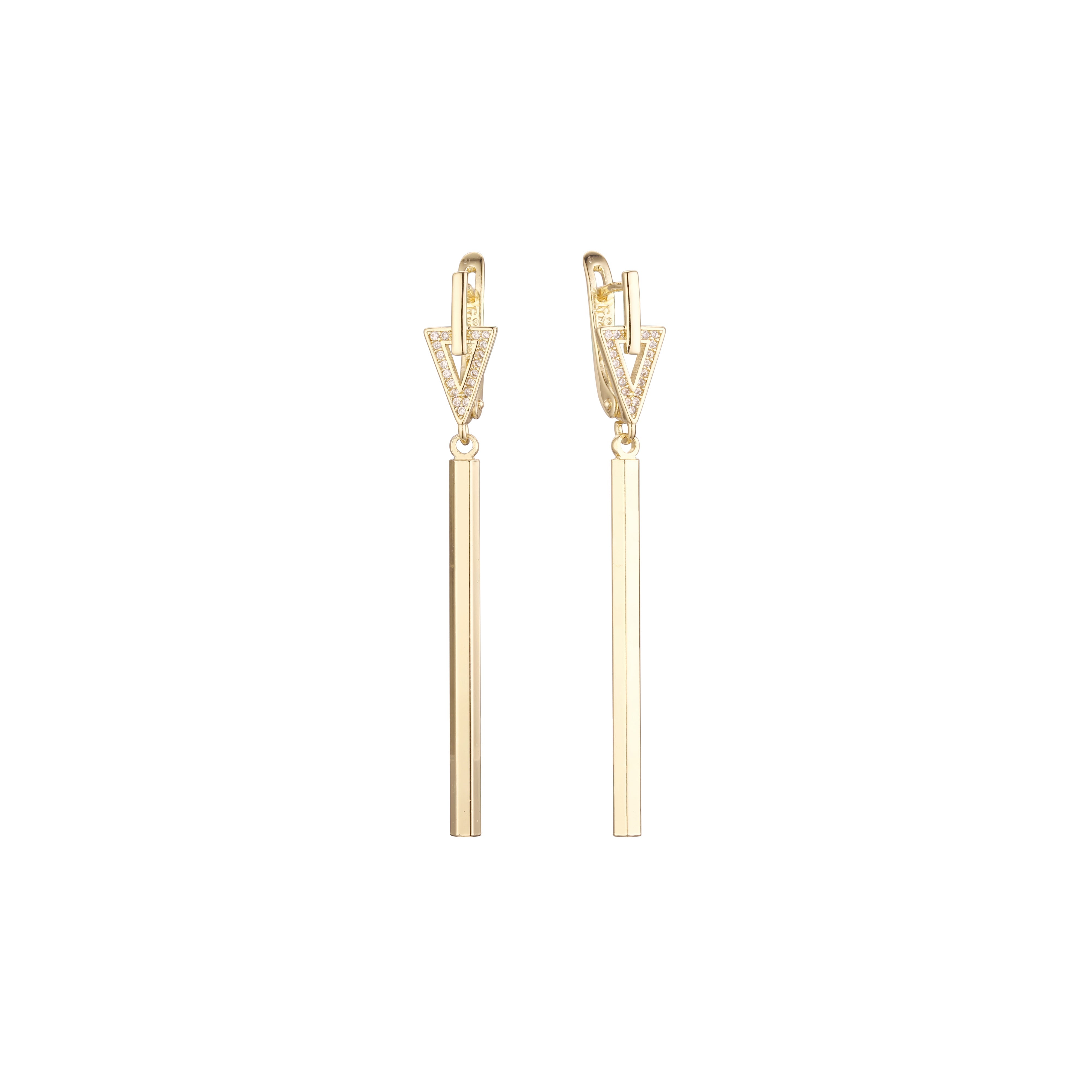 Aretes triangulares altos en Oro de 14K, Oro Rosa, baño de dos tonos