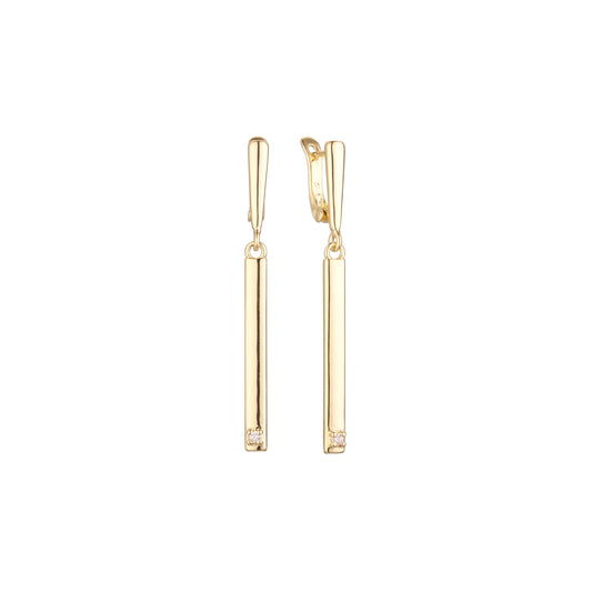 Solitaire tall earrings in 14K Gold, Rose Gold plating colors