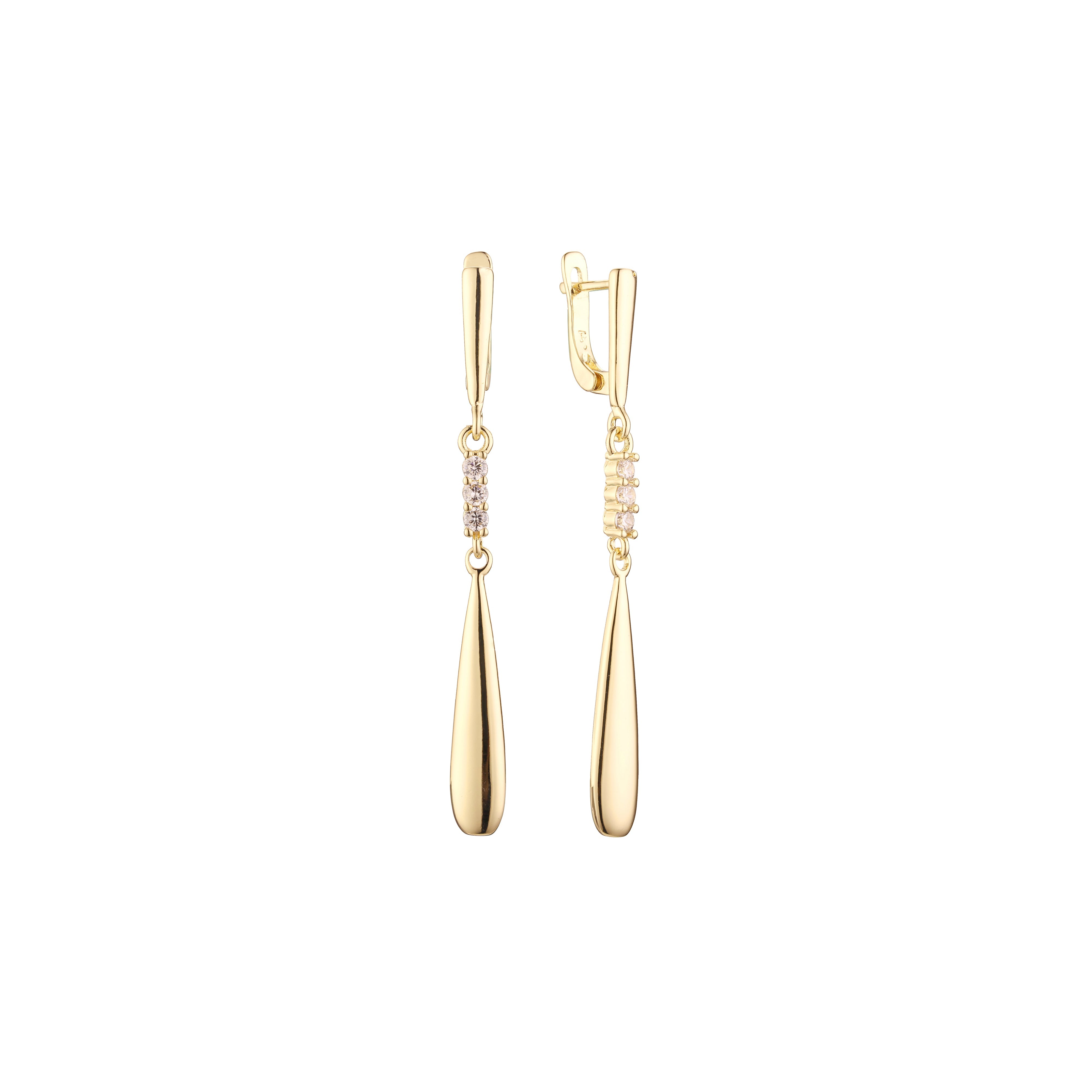 Tall drop earrings in 14K Gold, Rose Gold, two tone plating colors