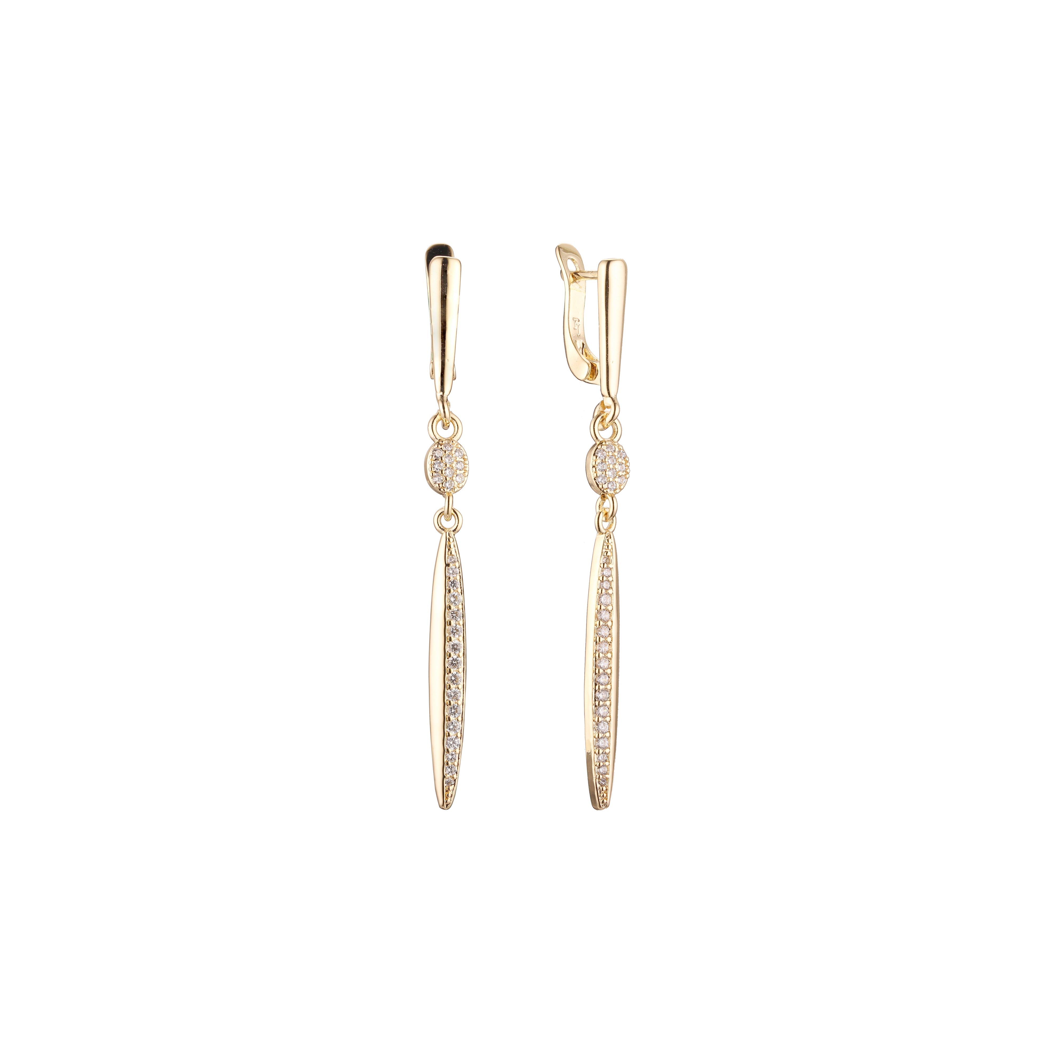 Tall cluster drop earrings in 14K Gold, Rose Gold, two tone plating colors