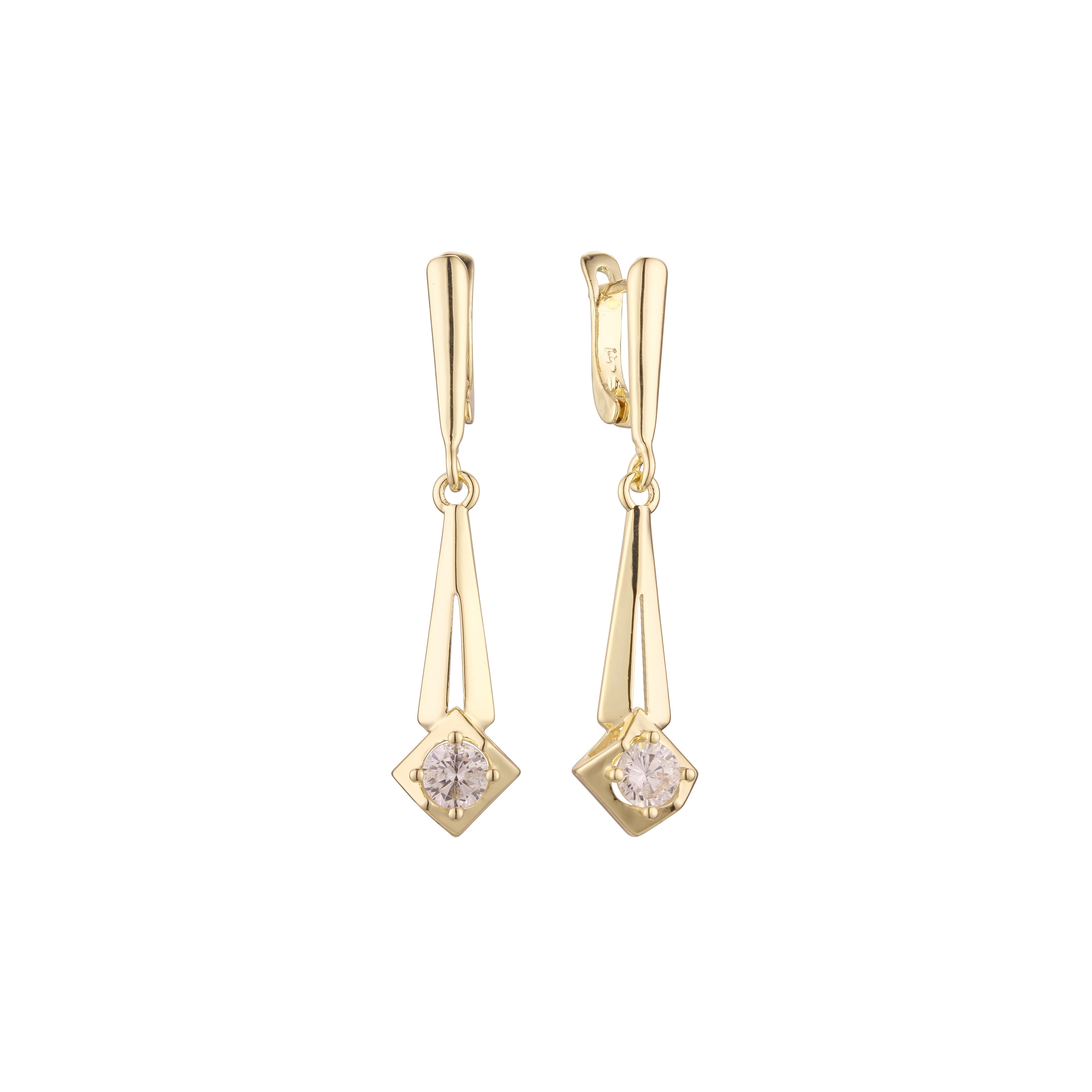 Aretes solitarios en Oro de 14K, Oro Rosa, baño de dos tonos