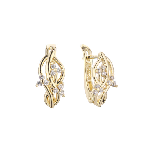 Life cluster leaves earrings in 14K Gold, Rose Gold plating colors