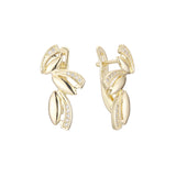 Leaves cluster earrings in 14K Gold, Rose Gold, two tone plating colors