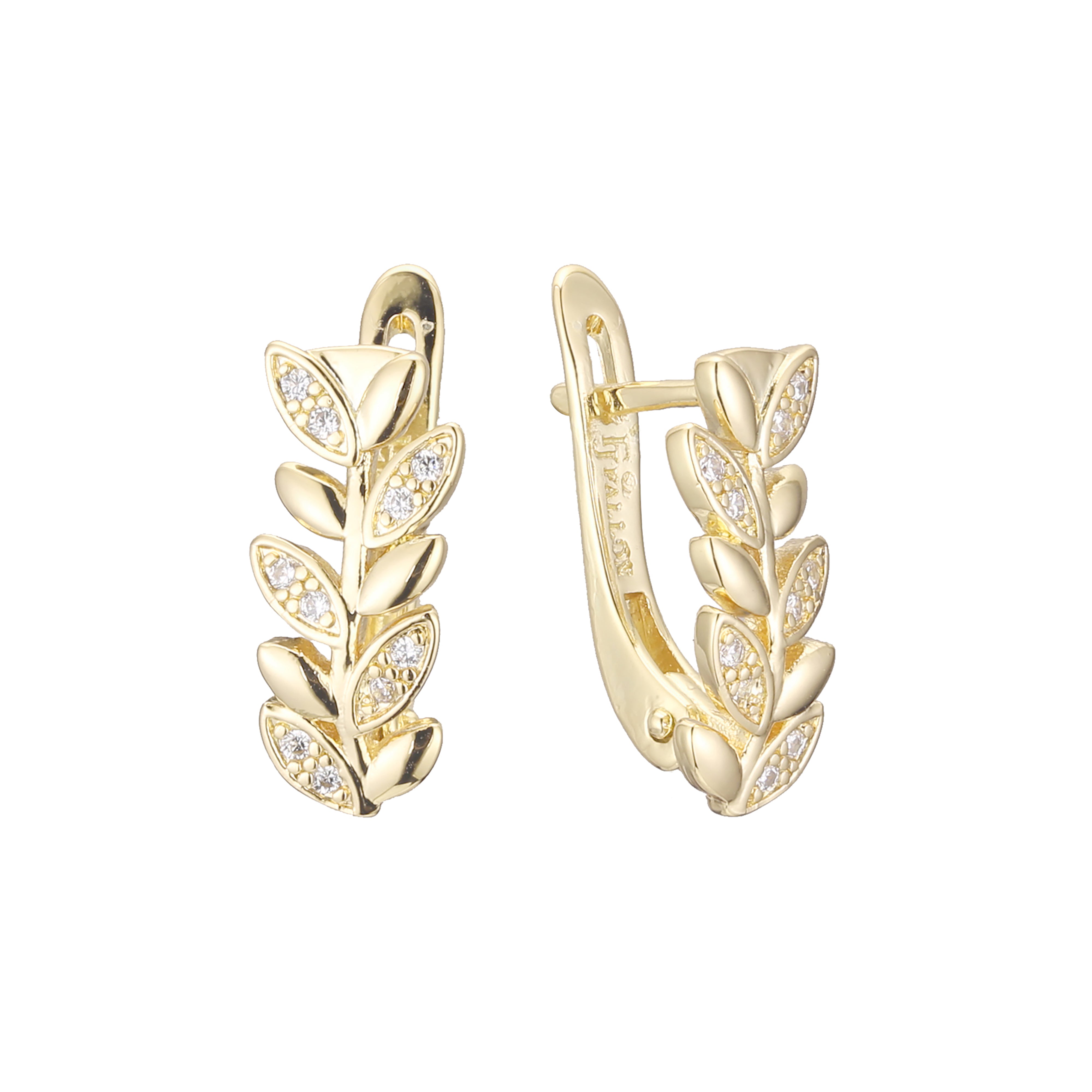 Leaves cluster earrings in 14K Gold, Rose Gold, two tone plating colors