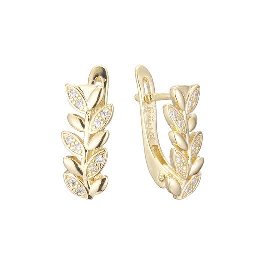 Leaves cluster earrings in 14K Gold, Rose Gold, two tone plating colors