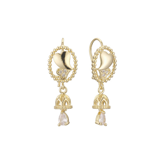 Aretes colgantes tipo candelabro en forma de candelabro con cuentas de gancho de alambre en Oro 14K, colores chapados en oro rosa