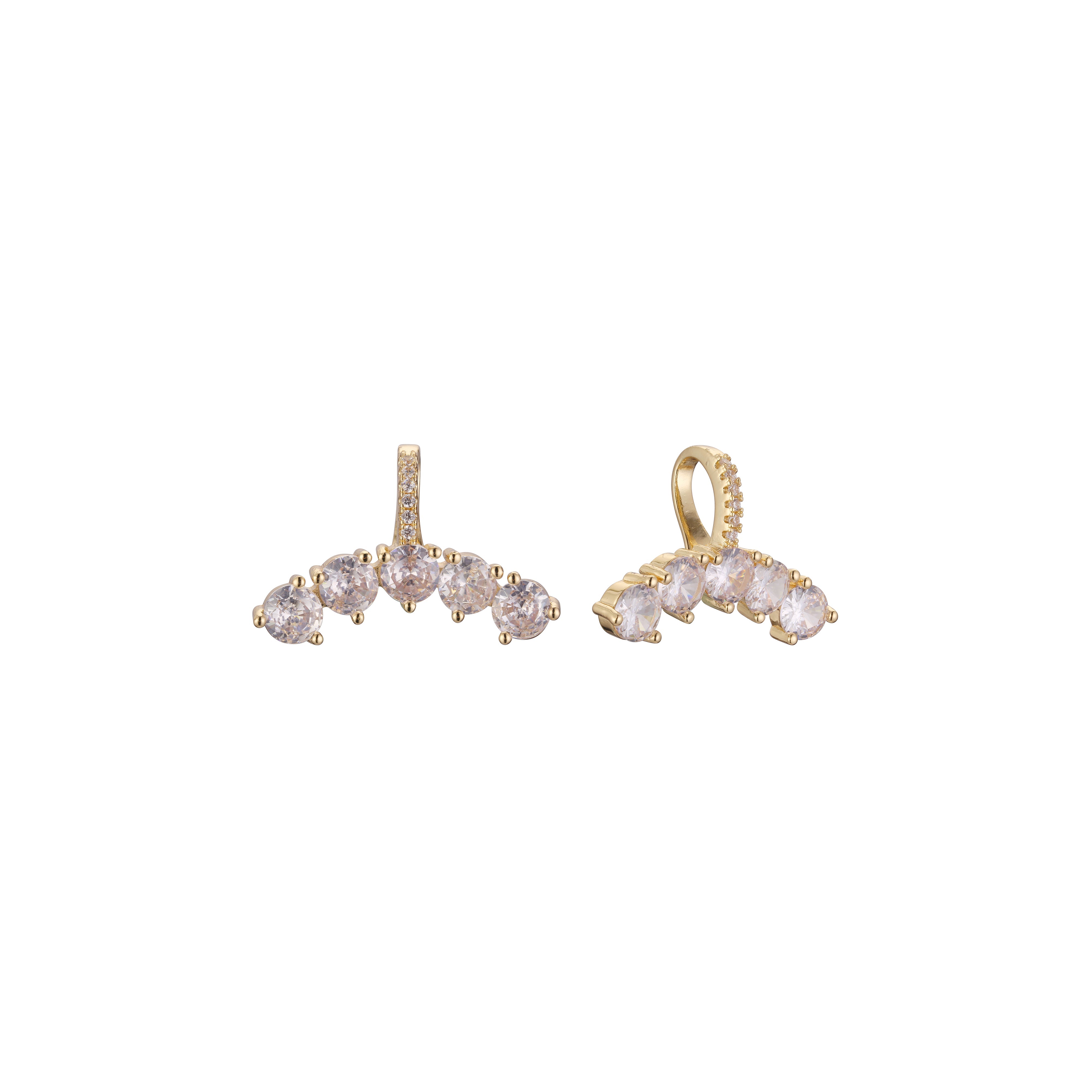 Five stones cluster huggie earrings in in 14K Gold, Rose Gold plating colors