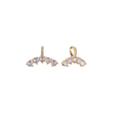 Aretes huggie en racimo de cinco piedras en oro de 14K, baño de oro rosa en colores