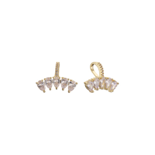 Aretes huggie en racimo de cinco piedras en oro de 14K, baño de oro rosa en colores