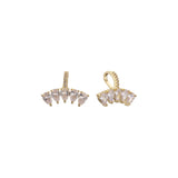 Aretes huggie en racimo de cinco piedras en oro de 14K, baño de oro rosa en colores