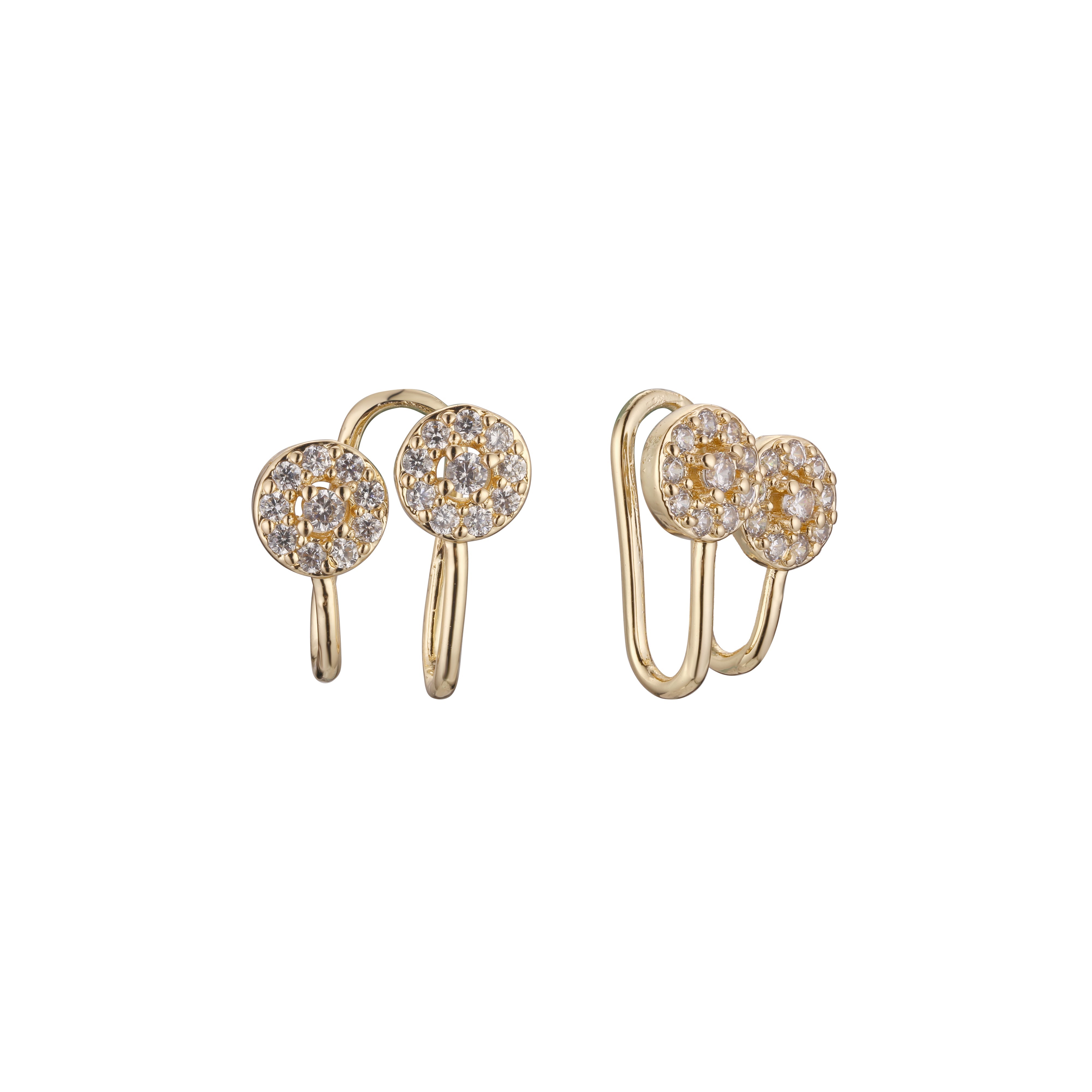 Brincos ear cuff em ouro 14K, cores folheadas a ouro rosa