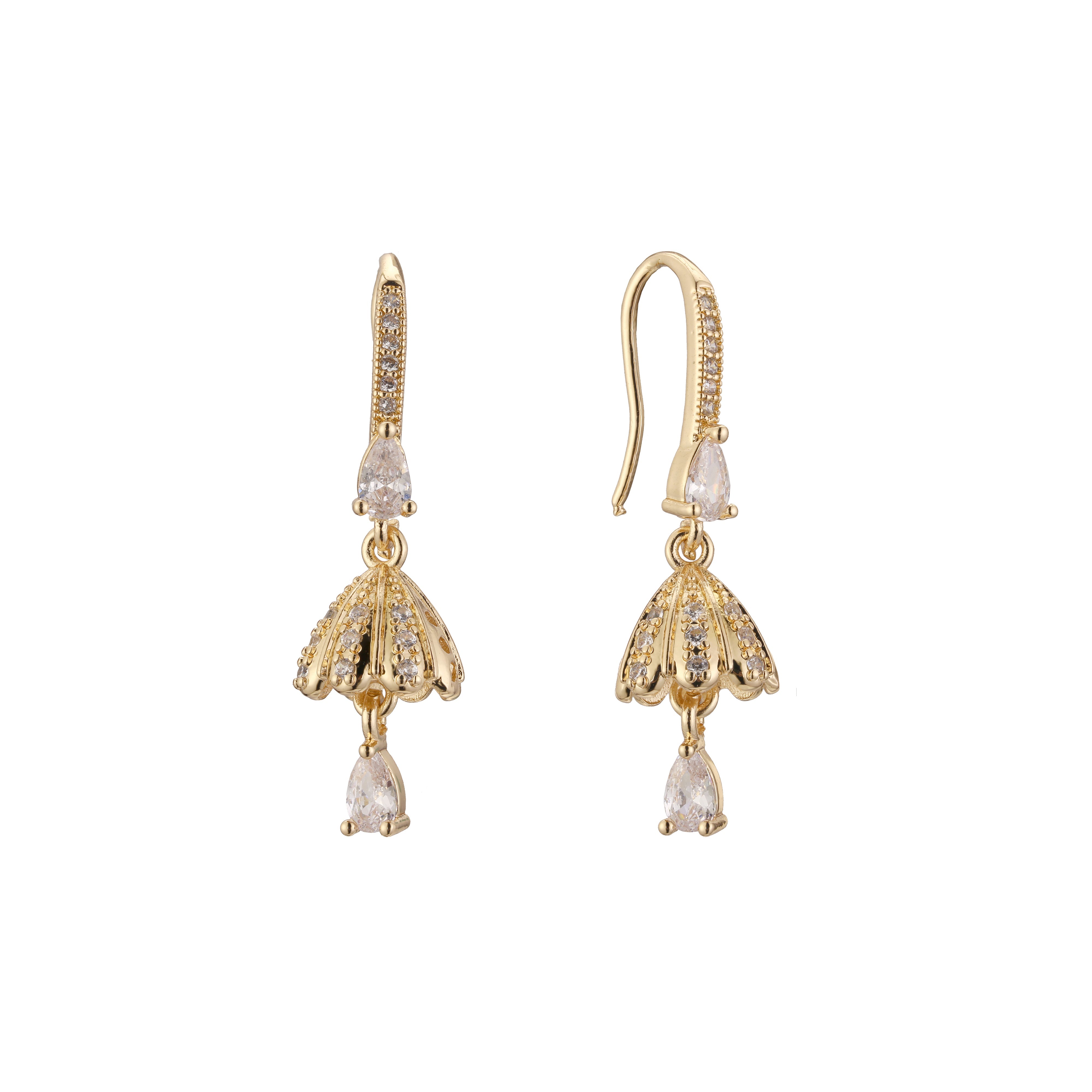 Aretes colgantes tipo candelabro con racimo de ganchos de alambre en Oro 14K, colores chapados en oro rosa