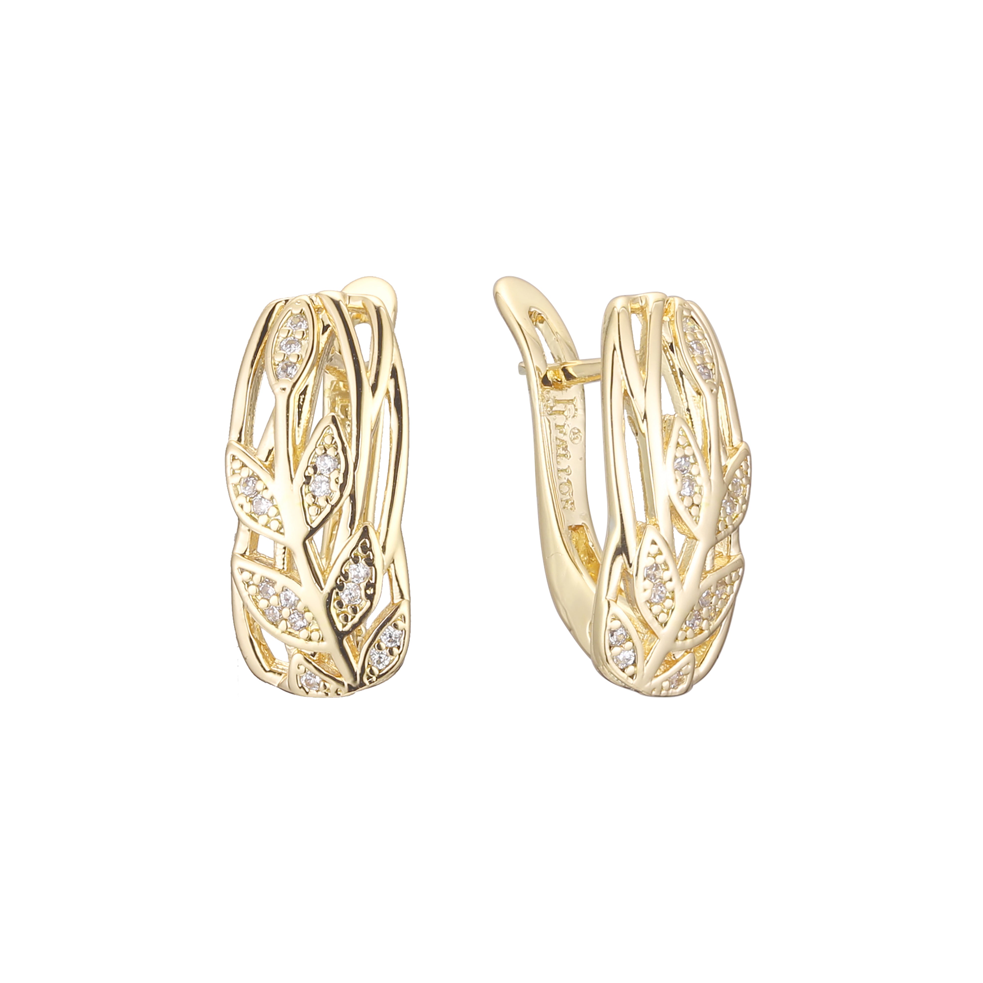 Leaves cluster earrings in 14K Gold, Rose Gold, two tone plating colors