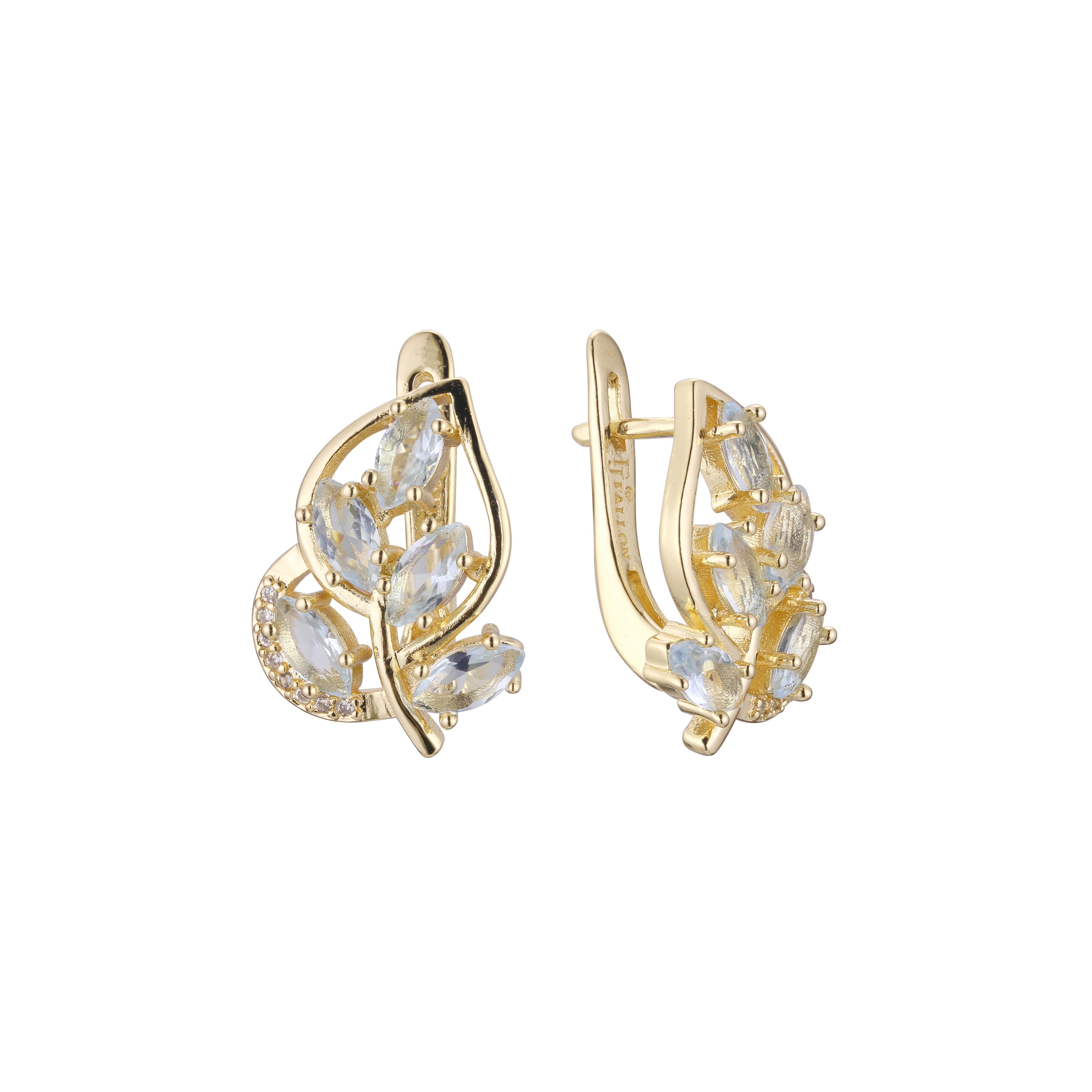 Leaves cluster earrings in 14K Gold, Rose Gold, two tone plating colors