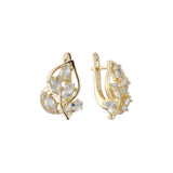 Leaves cluster earrings in 14K Gold, Rose Gold, two tone plating colors