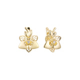 Life solitaire leave earrings in 14K Gold, Rose Gold, two tone plating colors