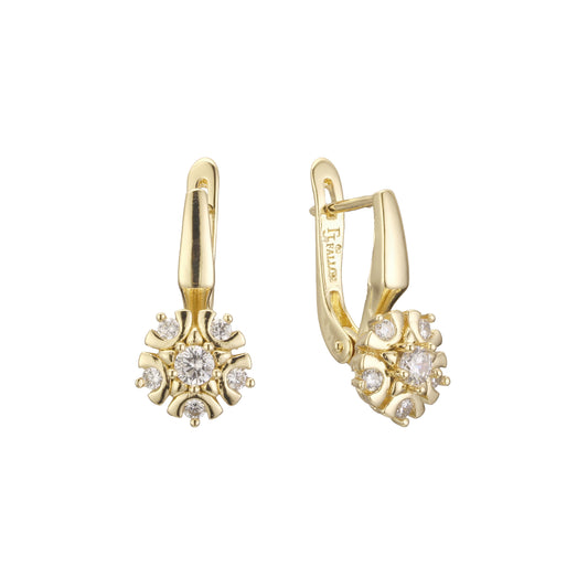 Flower earrings in 14K Gold, Rose Gold, two tone plating colors