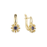 Solitaire flower earrings in 14K Gold, Rose Gold, two tone plating colors