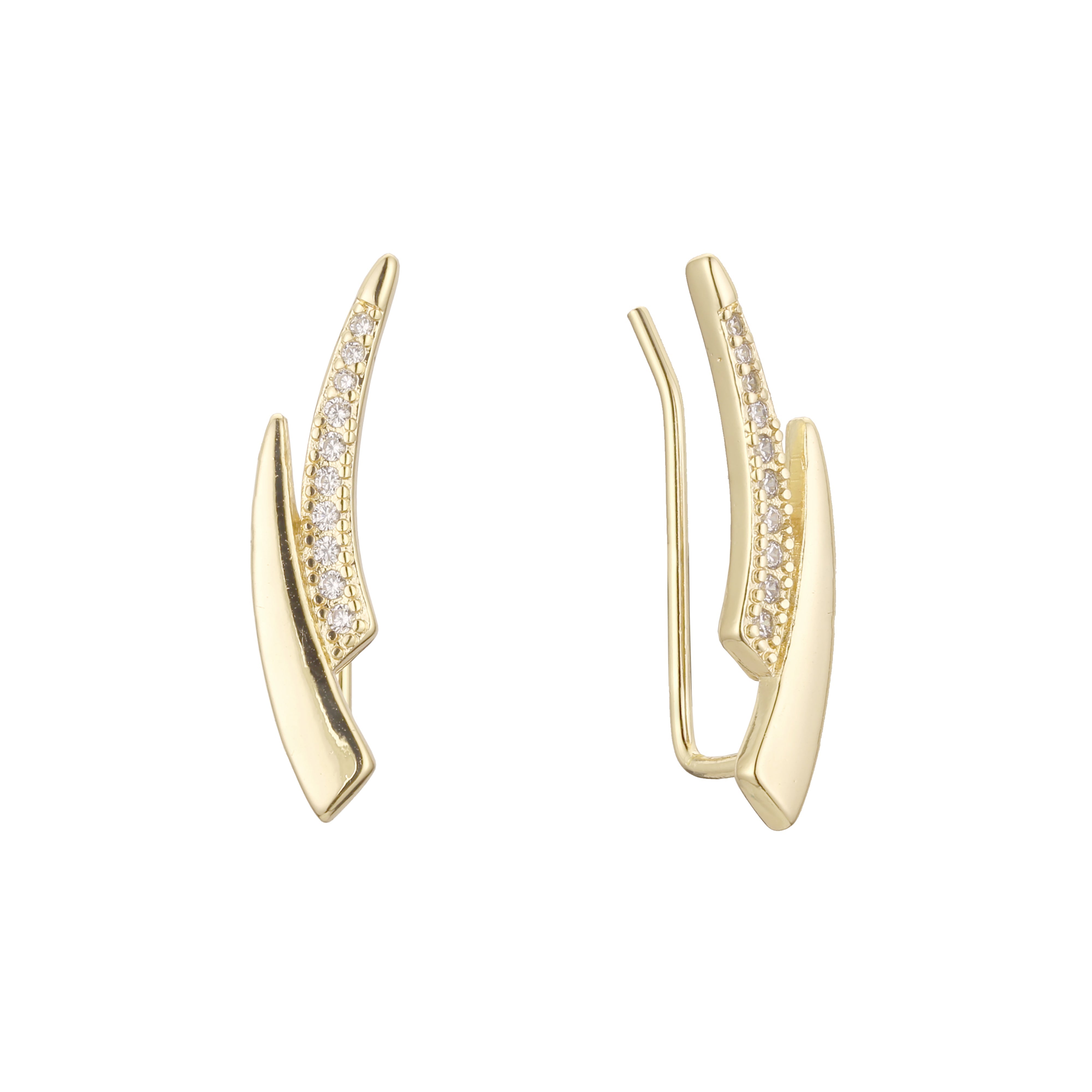 Slim designed crawler earrings in 14K Gold, Rose Gold plating colors