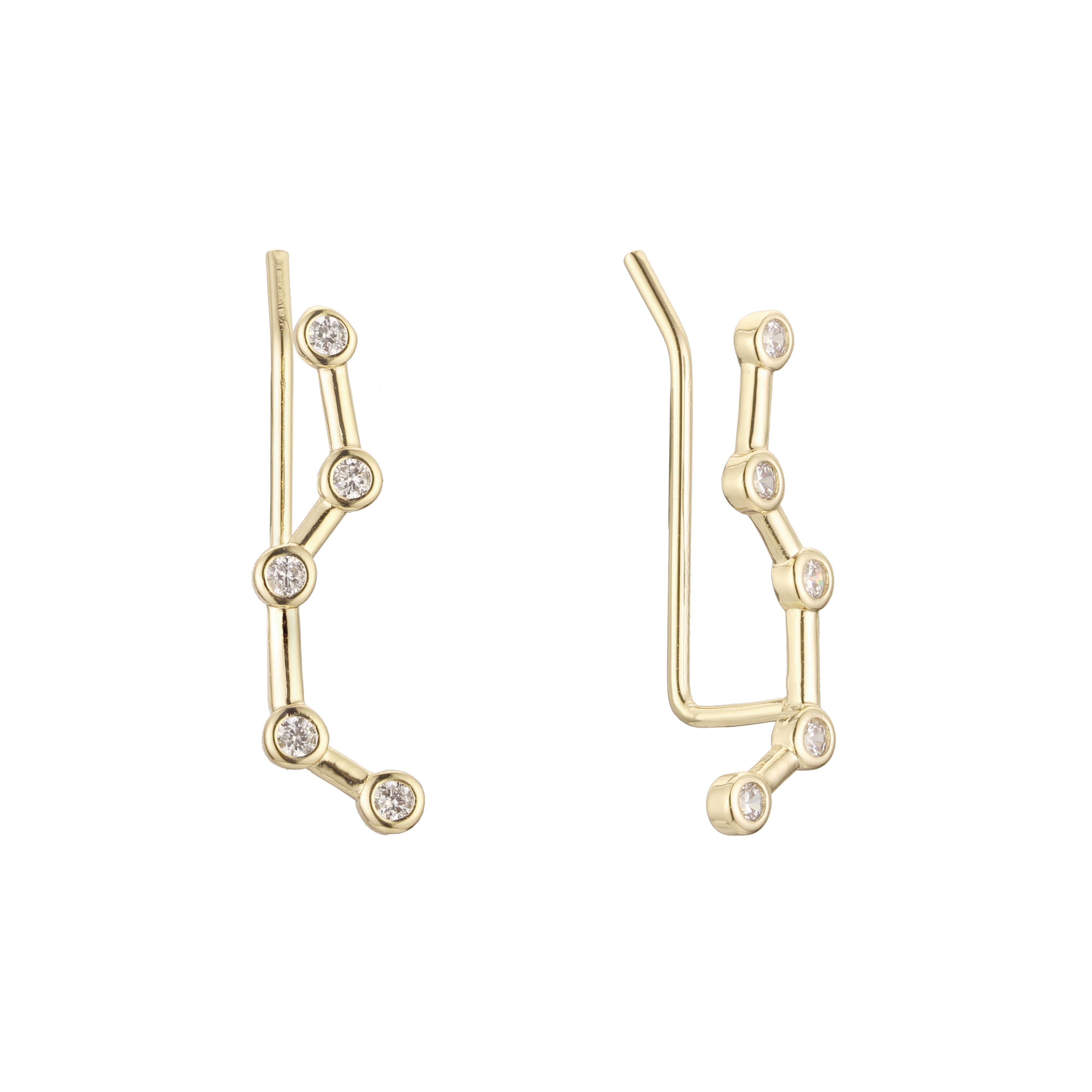 Aretes de oruga Constellation en oro de 14K, baño de oro rosa en colores