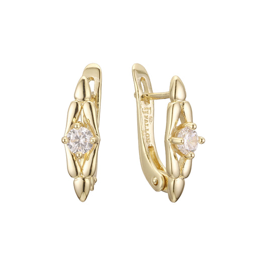 Solitaire earrings in 14K Gold, Rose Gold plating colors