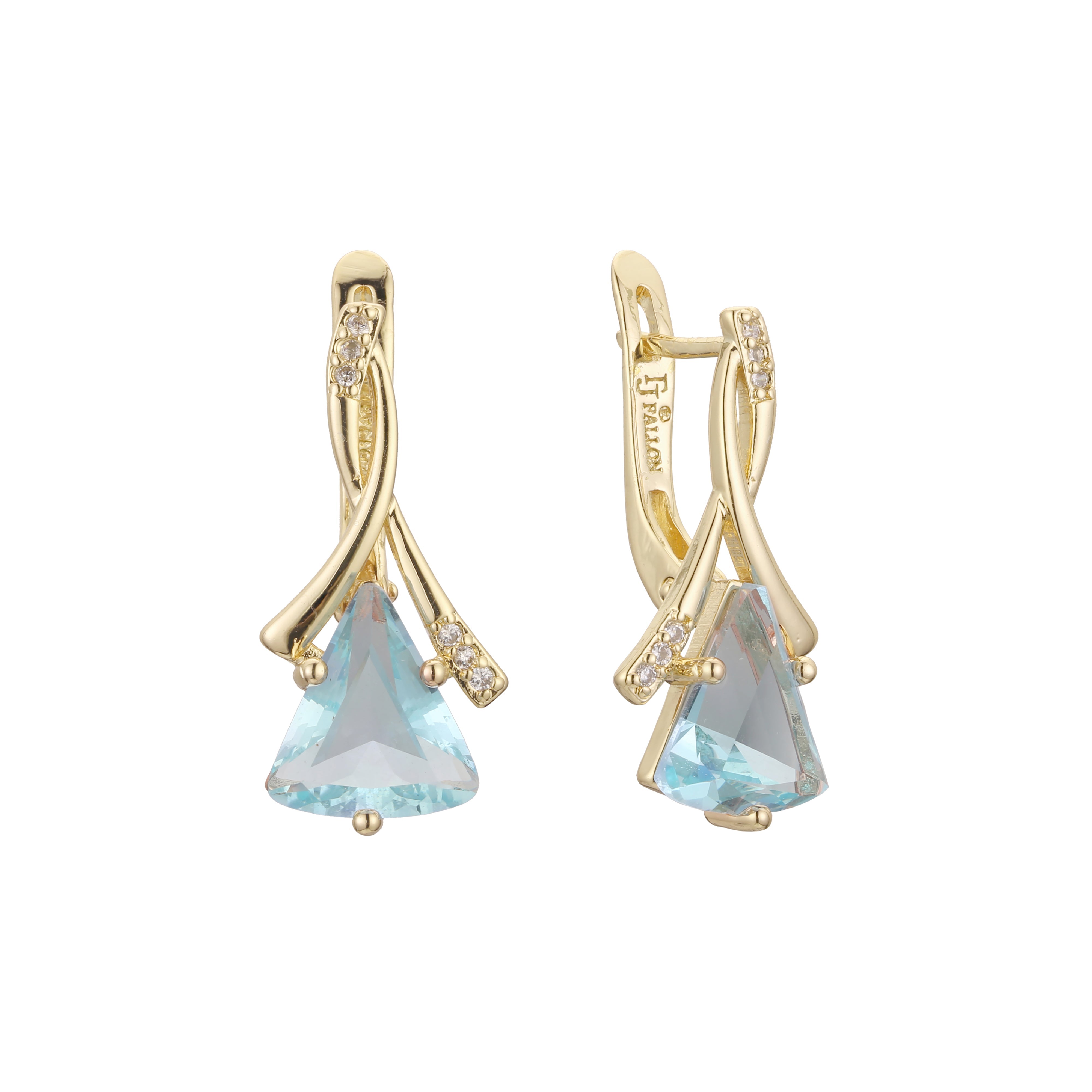 Aretes solitarios en Oro de 14K, Oro Rosa, baño de dos tonos