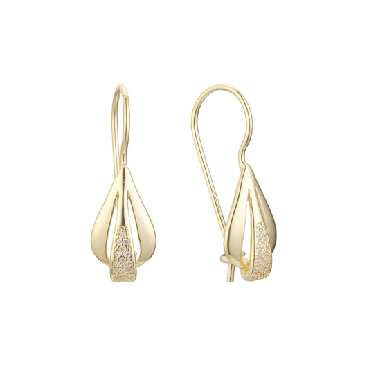 Aretes de gancho de alambre en Oro 14K, oro rosa, baño de dos colores