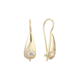 Aretes de gancho de alambre solitario en Oro 14K, oro rosa, baño de dos tonos