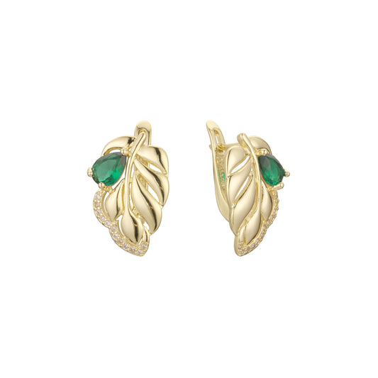 Leaves cluster earrings in 14K Gold, Rose Gold, two tone plating colors