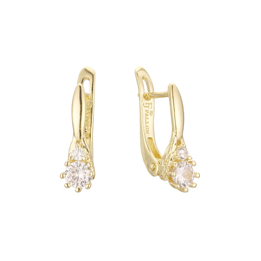 Solitaire earrings in 14K Gold, White Gold, Rose Gold plating colors