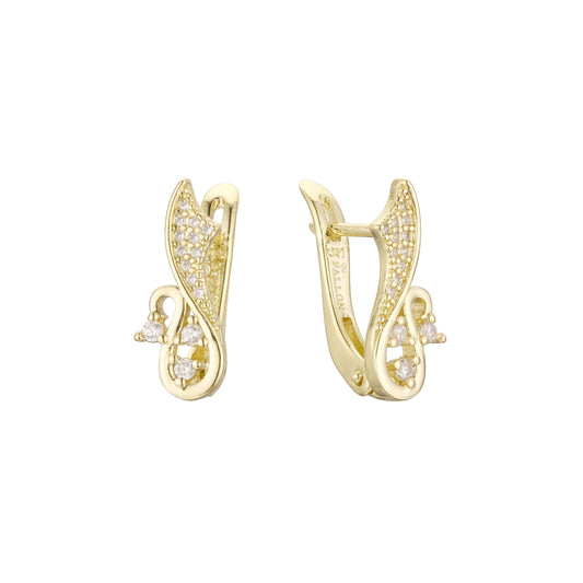 Swan earrings in 14K Gold, Rose Gold plating colors