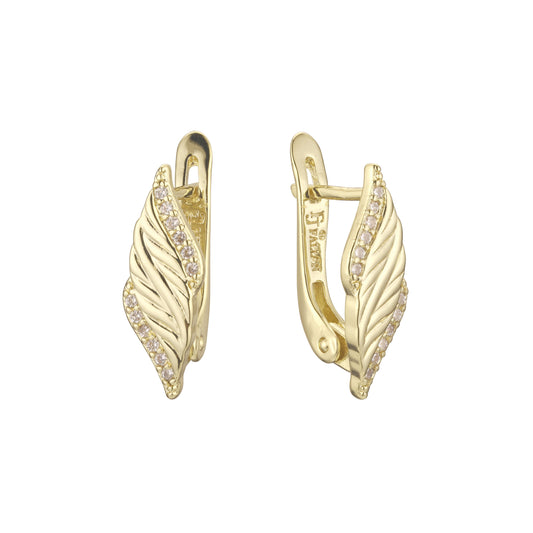 Pendientes Hojas en Oro de 14K, baño de Oro Rosa colores