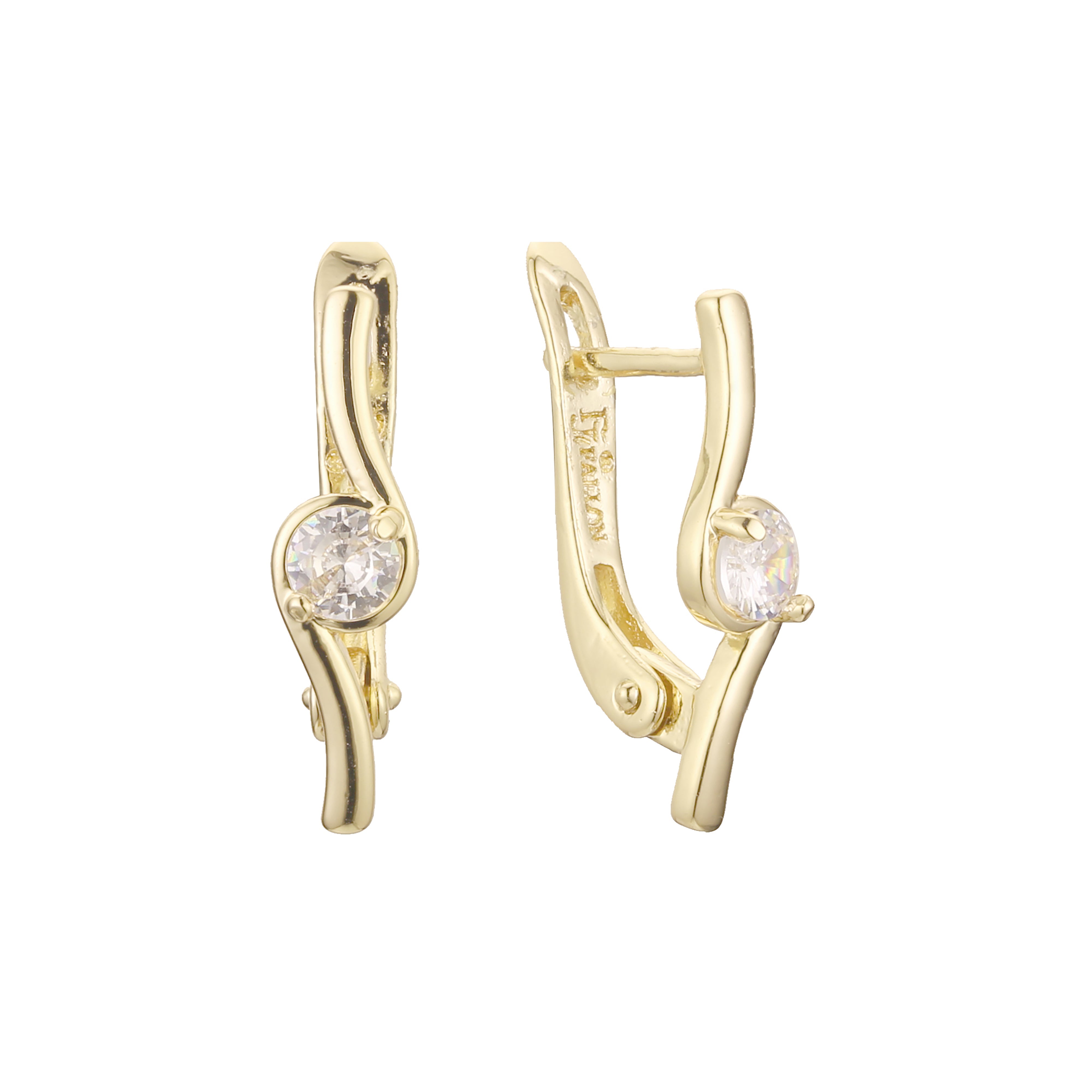 Solitaire earrings in 14K Gold, Rose Gold plating colors