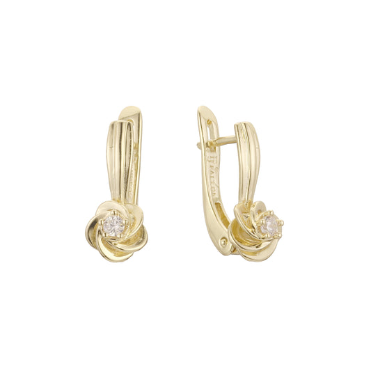 Flower solitaire earrings in 14K Gold, Rose Gold, two tone plating colors