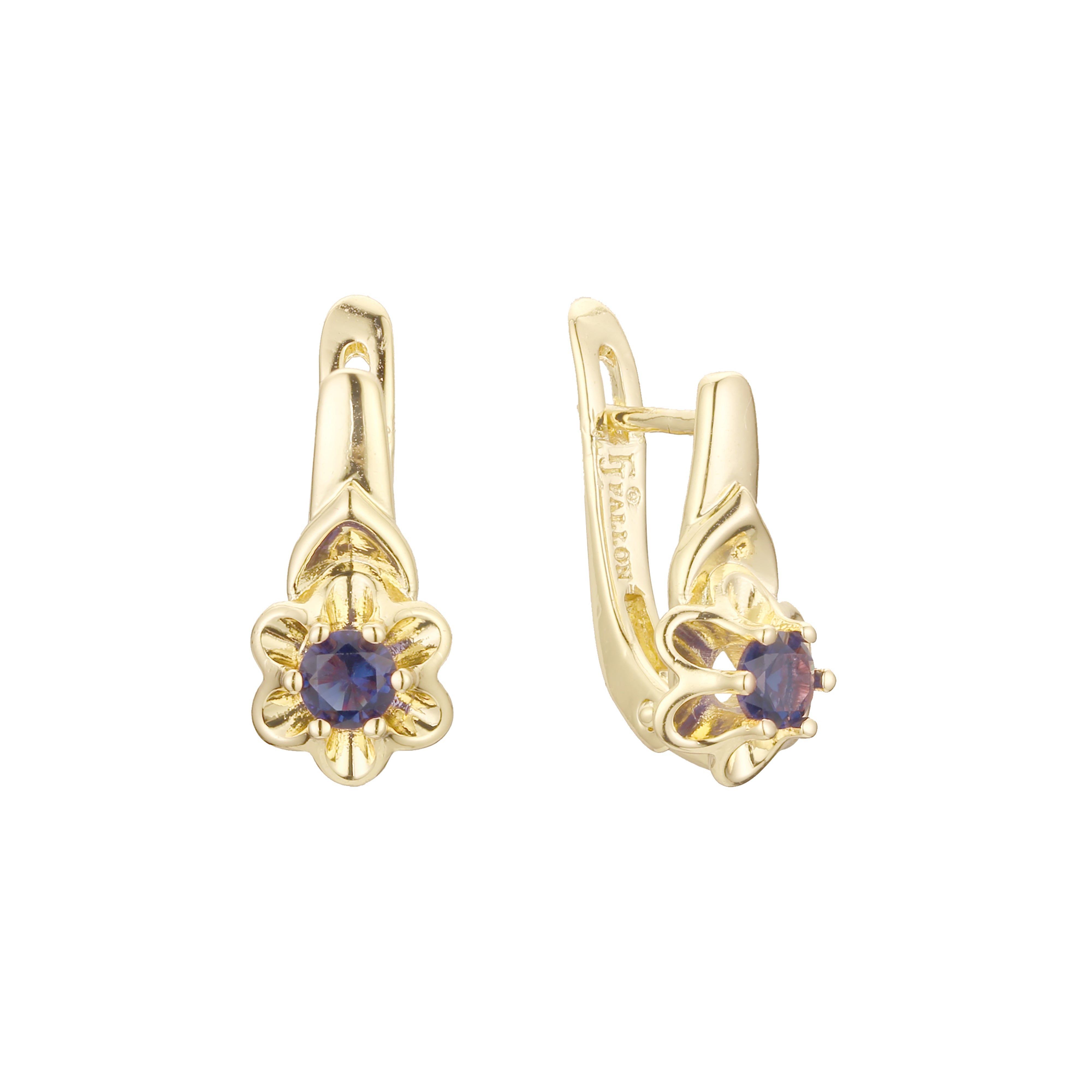 Flower solitaire earrings in 14K Gold, Rose Gold, two tone plating colors