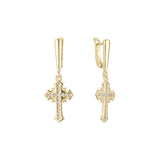 Cross cluster earrings in 14K Gold, Rose Gold plating colors