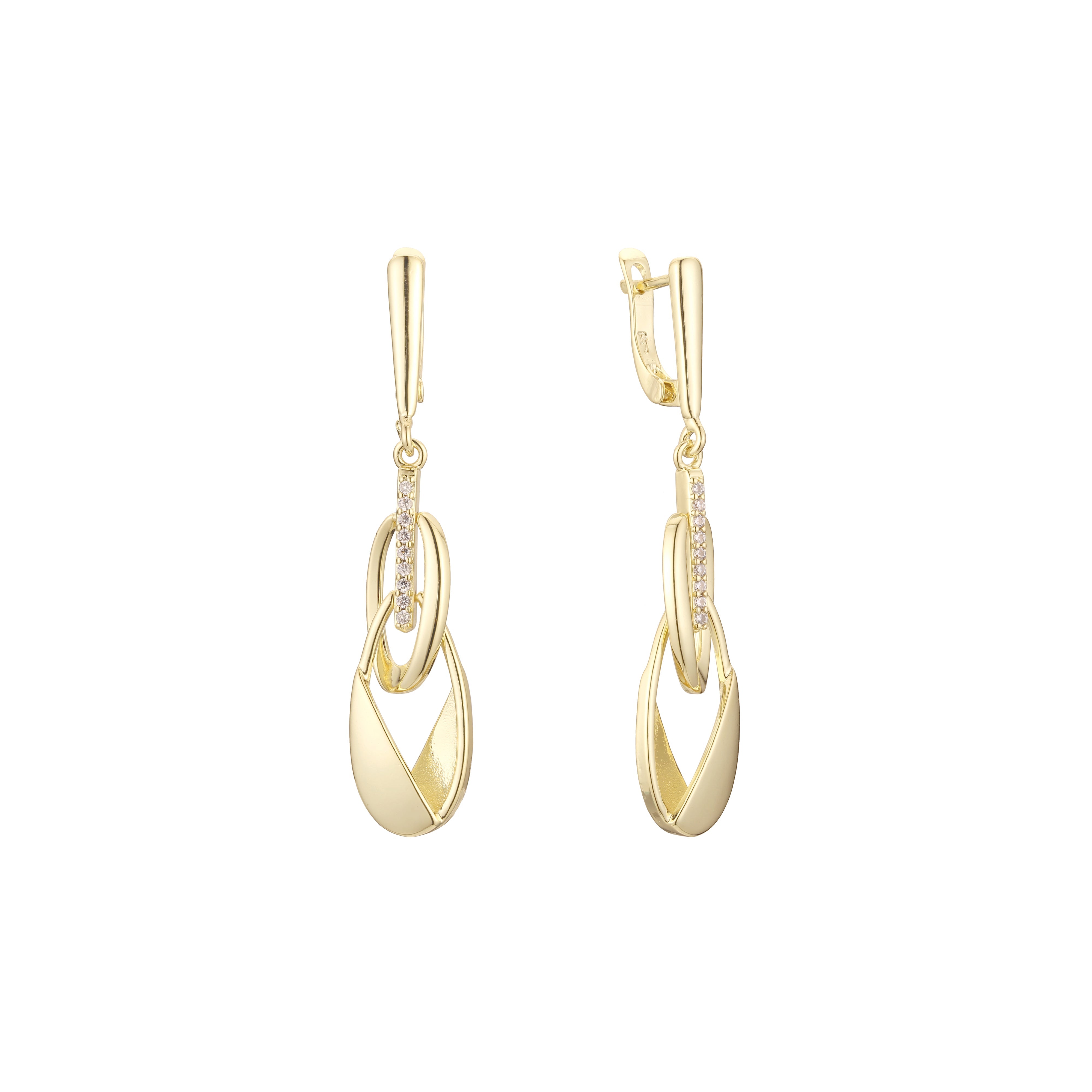 Aretes colgantes con candado en Oro 14K, oro rosa, baño de dos tonos