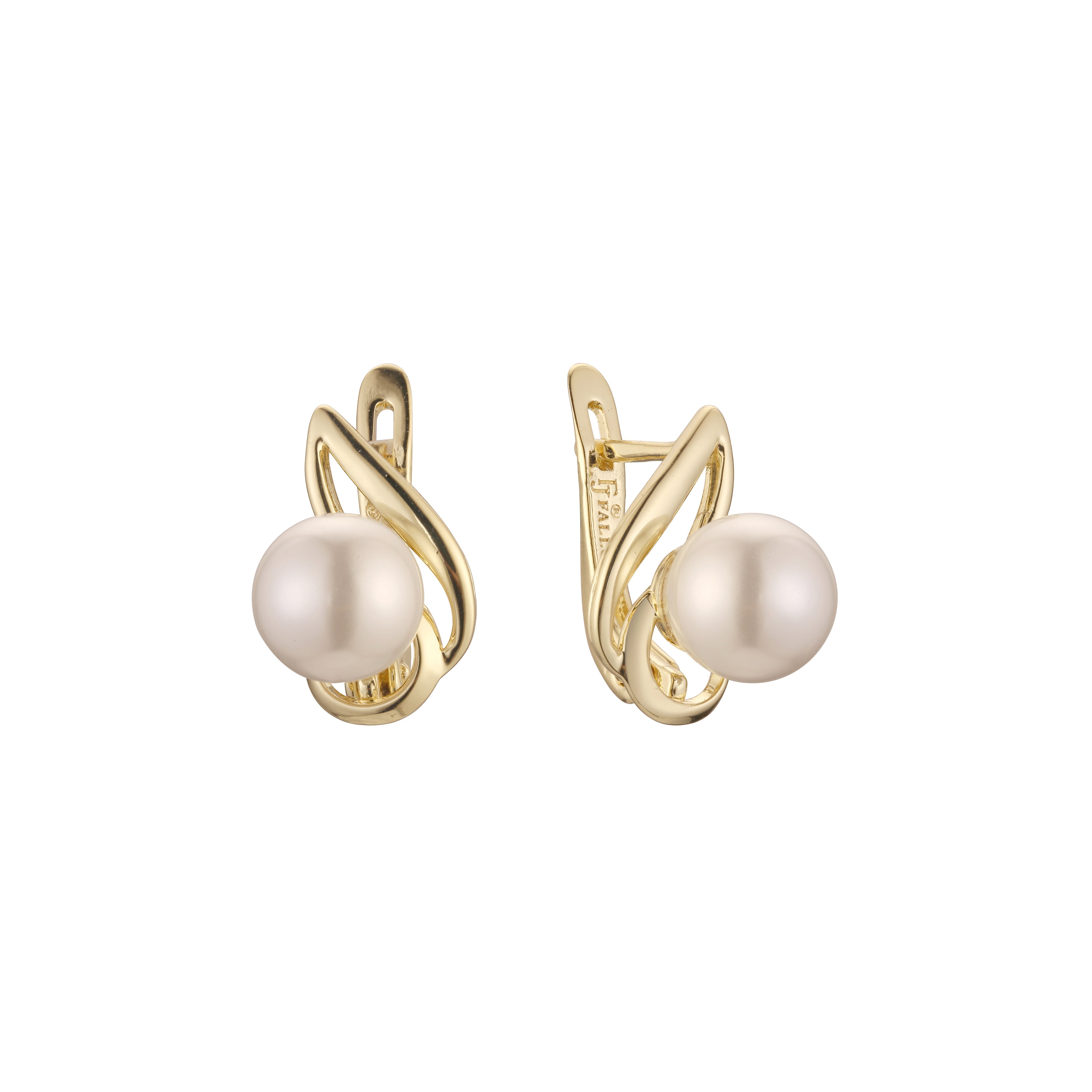 Pendientes hojas de perlas en Oro de 14K, Oro Rosa, baño de dos tonos