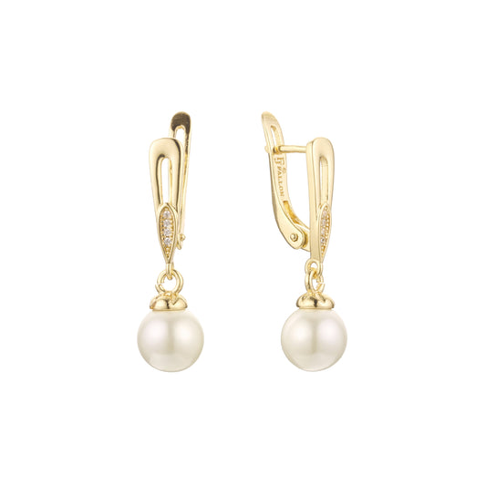 Pearl earrings in 14K Gold, Rose Gold, two tone plating colors