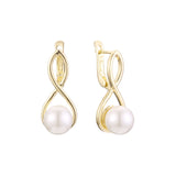 Aretes de Perlas en Oro de 14K, colores baño de Oro Rosa