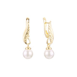 Leaves pearl earrings in 14K Gold, Rose Gold plating colors