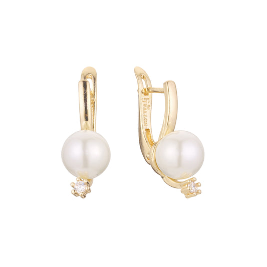 Solitaire pearl earrings in 14K Gold, Rose Gold plating colors