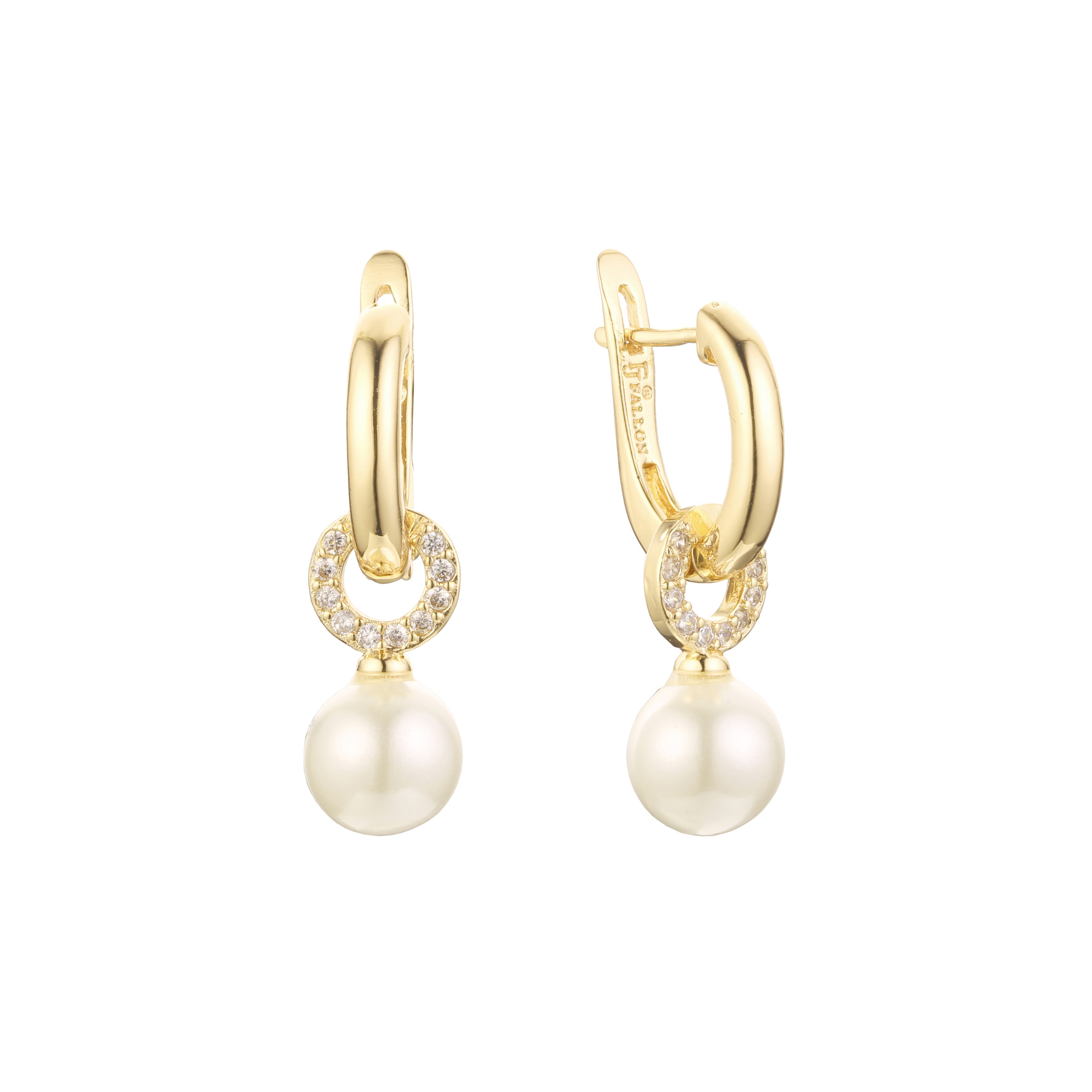 Pearl earrings in 14K Gold, Rose Gold, two tone plating colors