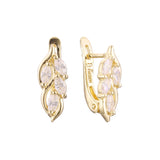 Leaves cluster CZs 14K Gold, Rose Gold, two tone earrings