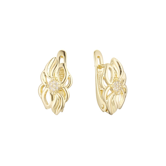 Aretes de hojas en Oro 14K, Oro Rosa, baño en dos tonos